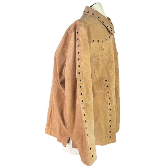 Robert Lewis Suede Jacket Women 2X Tan Brown Grommets Snaps Pockets Y2K Vintage - Picture 3 of 9
